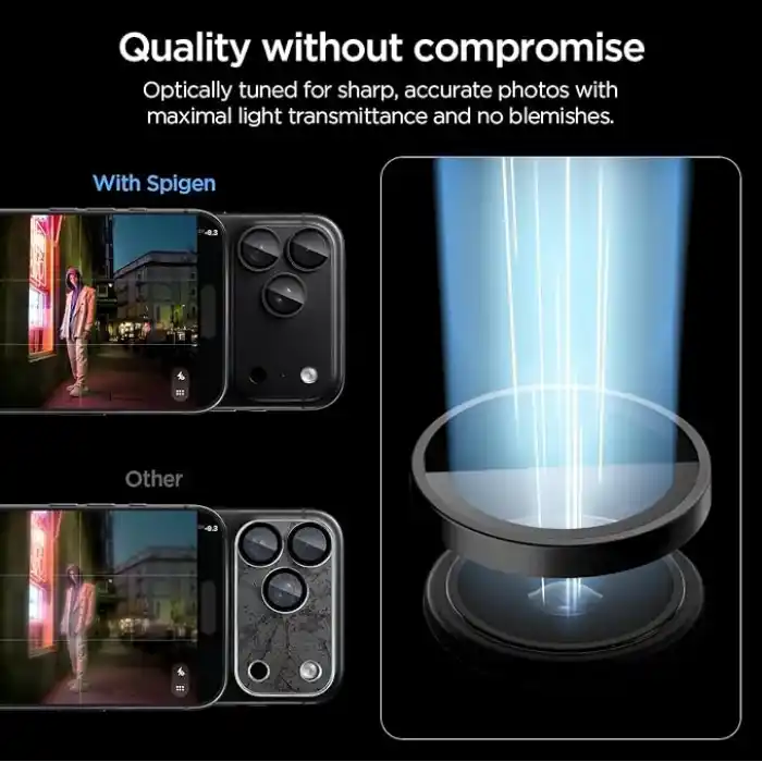 Spigen iPhone 18 Pro Max / 18 Pro ile Uyumlu Kamera Lens Koruyucu Cam Kolay Kurulum Glas.tR EZ Fit Optik Pro (2 Adet) Dark Gray - AGL12043