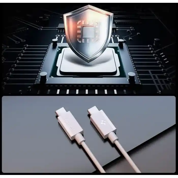 Spigen USB-C to USB-C 2 Metre Kablo 60W Güç/PPS 2.0 Desteği Super Hızlı Şarj / 480 Mbps Data Aktarım Hızı Type-C Ekstra Dayanıklı White - ACA08719