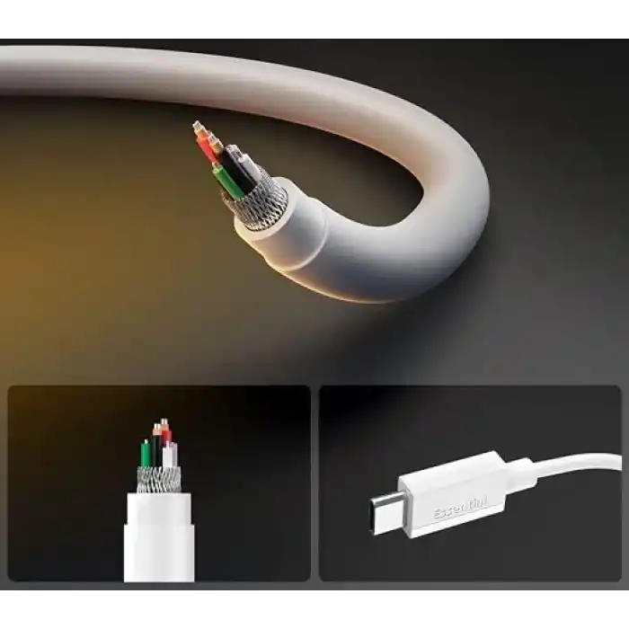 Spigen USB-C to USB-C 2 Metre Kablo 60W Güç/PPS 2.0 Desteği Super Hızlı Şarj / 480 Mbps Data Aktarım Hızı Type-C Ekstra Dayanıklı White - ACA08719