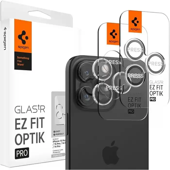 Spigen iPhone 17 Pro/Pro Max / 16 Pro/16 Pro Max / 15 Pro/15 Pro Max ile Uyumlu Kamera Lens Koruyucu Cam Kolay Kurulum Glas.tR EZ Fit Optik Pro (2 Adet) Crystal Clear - AGL06914