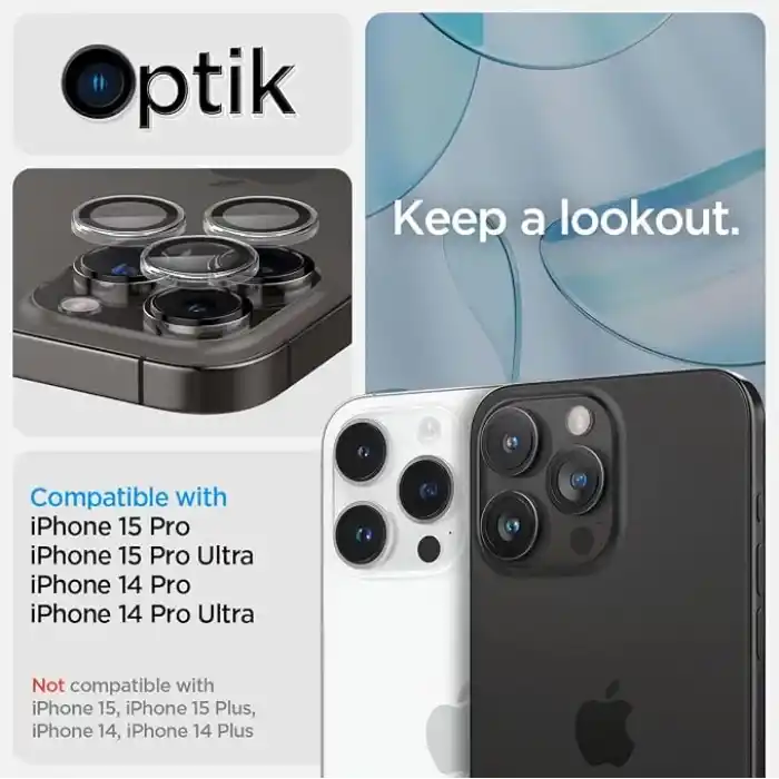 Spigen iPhone 17 Pro/Pro Max / 16 Pro/16 Pro Max / 15 Pro/15 Pro Max ile Uyumlu Kamera Lens Koruyucu Cam Kolay Kurulum Glas.tR EZ Fit Optik Pro (2 Adet) Crystal Clear - AGL06914