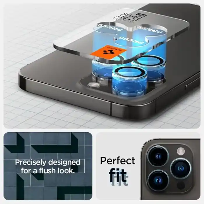 Spigen iPhone 17 Pro/Pro Max / 16 Pro/16 Pro Max / 15 Pro/15 Pro Max ile Uyumlu Kamera Lens Koruyucu Cam Kolay Kurulum Glas.tR EZ Fit Optik Pro (2 Adet) Crystal Clear - AGL06914