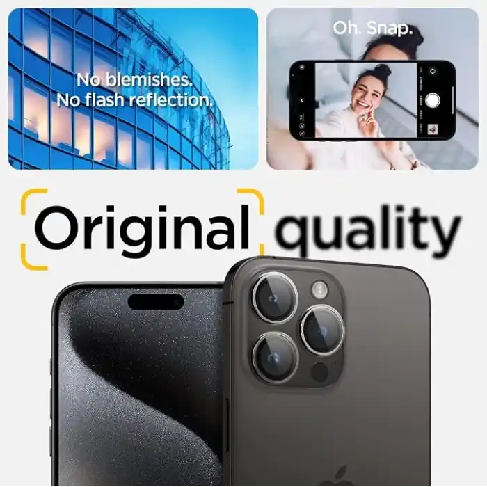Spigen iPhone 17 Pro/Pro Max / 16 Pro/16 Pro Max / 15 Pro/15 Pro Max ile Uyumlu Kamera Lens Koruyucu Cam Kolay Kurulum Glas.tR EZ Fit Optik Pro (2 Adet) Crystal Clear - AGL06914