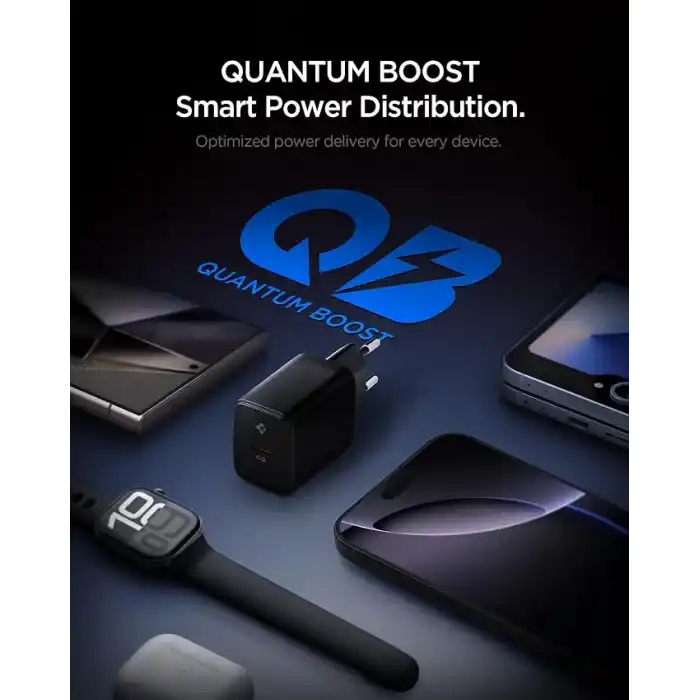 Spigen 20W USB-C Mini Hızlı Şarj Aleti/Şarj Isısını Düşürür GaN Pro Akım Korumalı Güç Adaptörü iPhone & Android & iPad Type-C EE201 Black - ACH09217