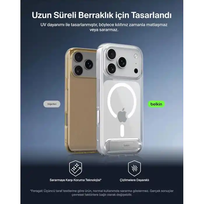 Dahili Stantlı Belkin Clear iPhone 18 Pro Max/17 Pro Max Kılıfı