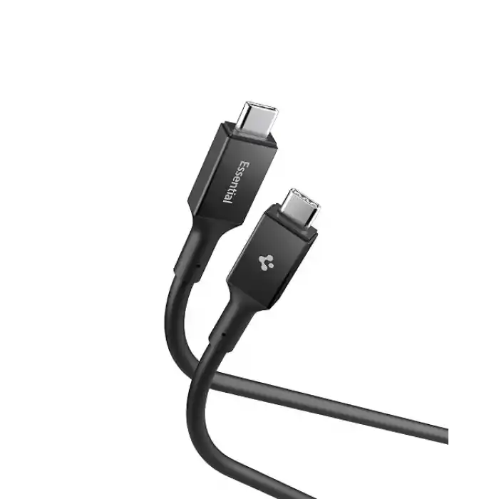 Spigen USB-C to USB-C 1.2 Metre Kablo 240W Güç/PPS 2.0 Super Hızlı Şarj / 40Gbps (E-Marker Çip) Data / 8K Görüntü Aktarım / USB4 Gen3 Type-C Ekstra Dayanıklı Black - ACA09461