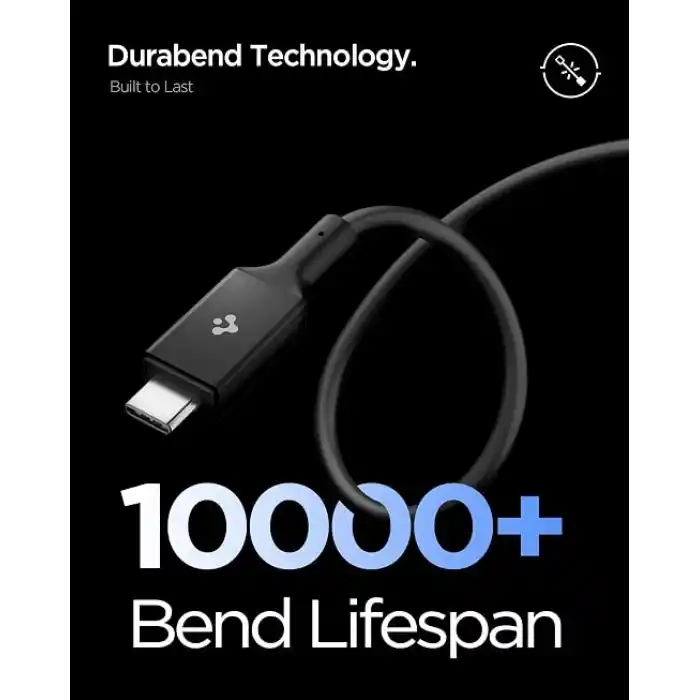 Spigen USB-C to USB-C 1.2 Metre Kablo 240W Güç/PPS 2.0 Super Hızlı Şarj / 40Gbps (E-Marker Çip) Data / 8K Görüntü Aktarım / USB4 Gen3 Type-C Ekstra Dayanıklı Black - ACA09461