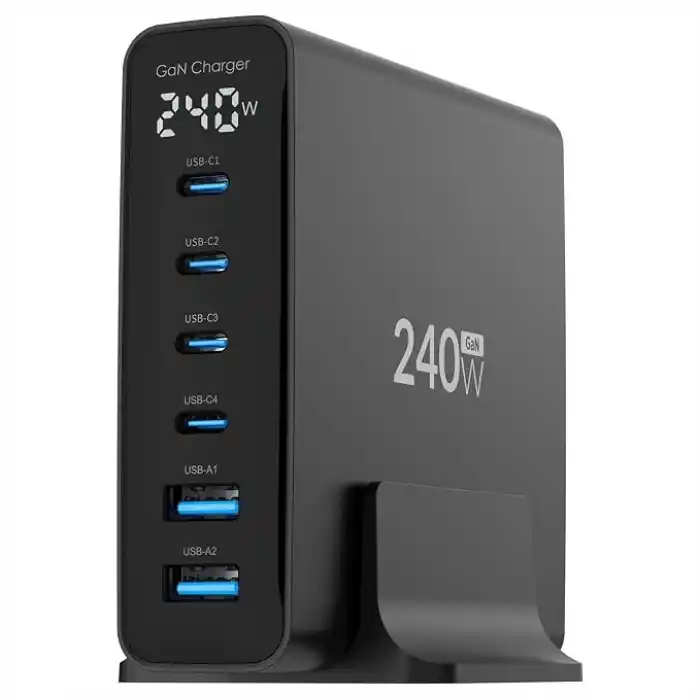 Juo 240W GaN PD 3.1 Masaüstü Hızlı Şarj Cihazı 4 Type-C + 2 USB-A iPhone & MacBook & Laptop Uyumlu Şarj Aleti