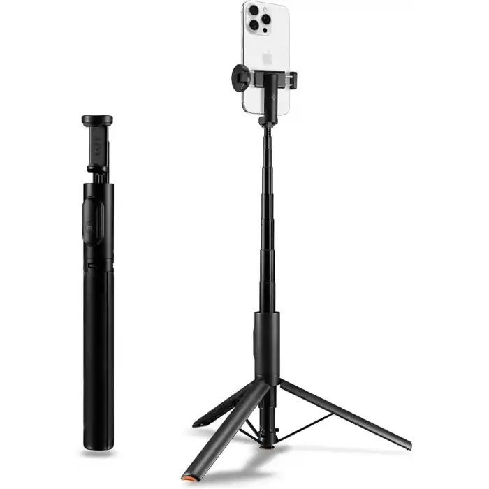 Spigen Kablosuz Bluetooth Selfie Çubuğu Uzaktan Kumandalı Tripod / 1.4 Metre Kolay Taşınabilir S541W Black - AMP09336