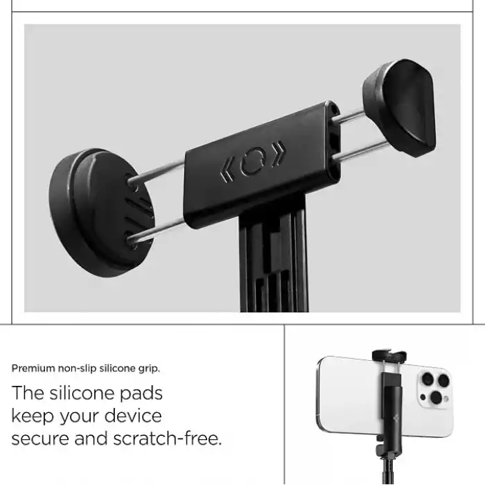 Spigen Kablosuz Bluetooth Selfie Çubuğu Uzaktan Kumandalı Tripod / 1.4 Metre Kolay Taşınabilir S541W Black - AMP09336