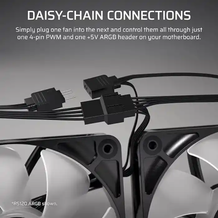 CORSAIR RS120-R ARGB 120mm PWM Ters Yapraklı Kasa Fanı Üçlü Paket - Siyah (CO-9050196-WW)