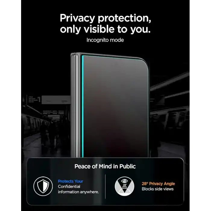 Spigen iPhone Duo ile Uyumlu Hayalet Ekran Koruyucu Cam Kolay Kurulum Glas.tR EZ Fit Pro Privacy (2 Adet) - AGL12009