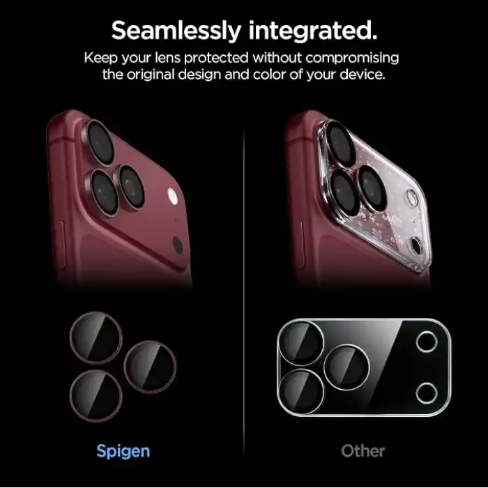 Spigen iPhone 18 Pro Max / 18 Pro ile Uyumlu Kamera Lens Koruyucu Cam Kolay Kurulum Glas.tR EZ Fit Optik Pro (2 Adet) Dark Cherry - AGL12044
