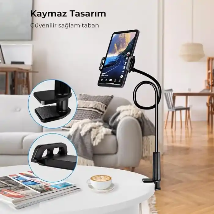 Juo 70 CM Akrobat Esnek Tablet ve Telefon Tutucu Stand Siyah