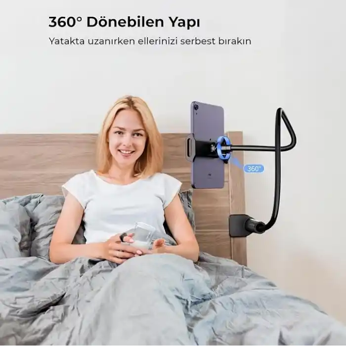 Juo 70 CM Akrobat Esnek Tablet ve Telefon Tutucu Stand Siyah