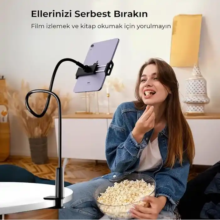 Juo 70 CM Akrobat Esnek Tablet ve Telefon Tutucu Stand Siyah