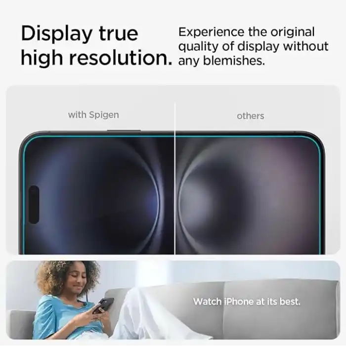 Spigen iPhone 16 Plus / 15 Plus ile Uyumlu Ekran Koruyucu Cam Kolay Kurulum Glas.tR EZ Fit (2 Adet) - AGL06883