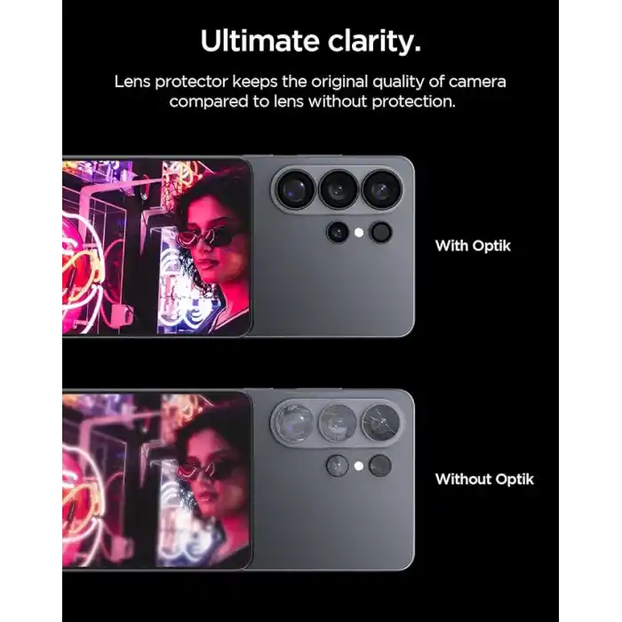 Spigen Galaxy S26 Ultra ile Uyumlu Kamera Lens Koruyucu Cam Kolay Kurulum Glas.tR EZ Fit Optik Pro (2 Adet) Black - AGL11071