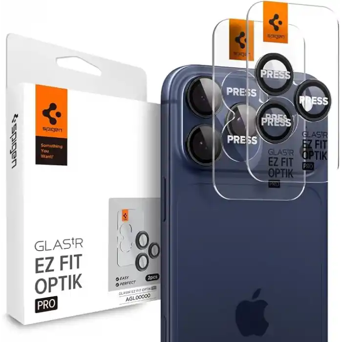 Spigen iPhone 17 Pro/Pro Max / 16 Pro/16 Pro Max / 15 Pro/15 Pro Max ile Uyumlu Kamera Lens Koruyucu Cam Kolay Kurulum Glas.tR EZ Fit Optik Pro (2 Adet) Black - AGL05205