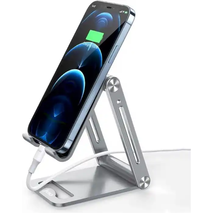 Juo Alüminyum Katlanabilir Metal Masaüstü Telefon Tutucu Standı Gümüş