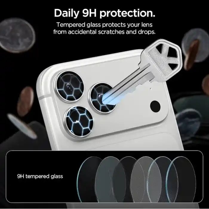 Spigen iPhone 18 Pro Max / 18 Pro ile Uyumlu Kamera Lens Koruyucu Cam Kolay Kurulum Glas.tR EZ Fit Optik Pro (2 Adet) Silver - AGL12046