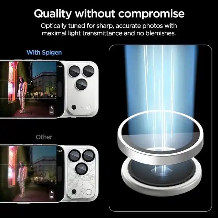 Spigen iPhone 18 Pro Max / 18 Pro ile Uyumlu Kamera Lens Koruyucu Cam Kolay Kurulum Glas.tR EZ Fit Optik Pro (2 Adet) Silver - AGL12046