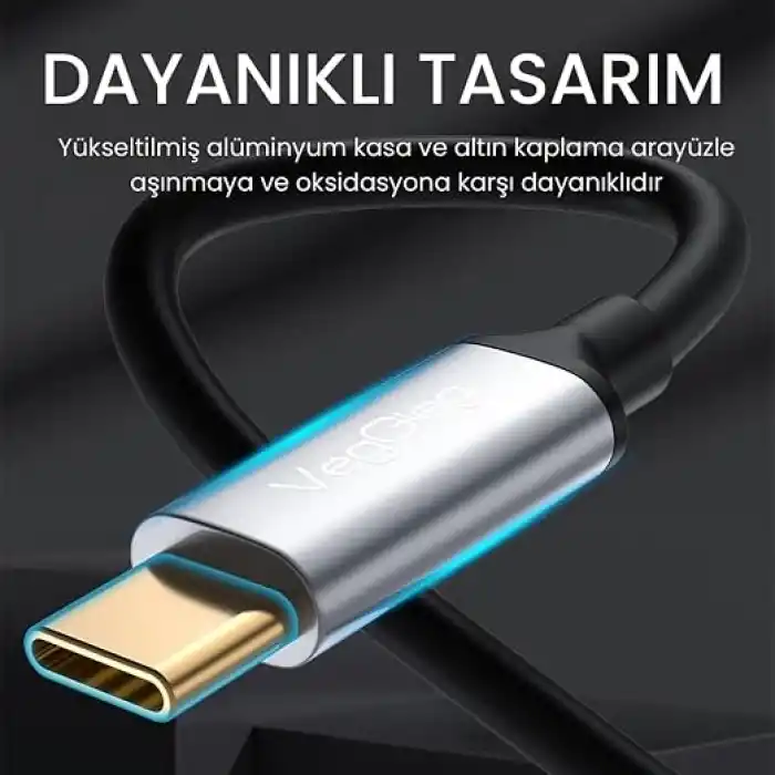 VegGieg USB Type-C to 3.5mm Aux Hi-Fi Ses Kablosu 1 Metre