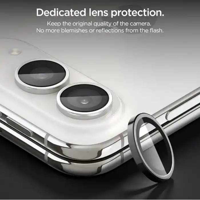 Spigen iPhone Duo ile Uyumlu Kamera Lens Koruyucu Cam Kolay Kurulum Glas.tR EZ Fit Optik Pro (2 Adet) White - AGL12012