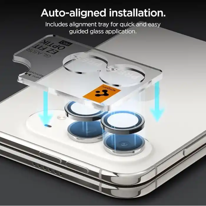 Spigen iPhone Duo ile Uyumlu Kamera Lens Koruyucu Cam Kolay Kurulum Glas.tR EZ Fit Optik Pro (2 Adet) White - AGL12012