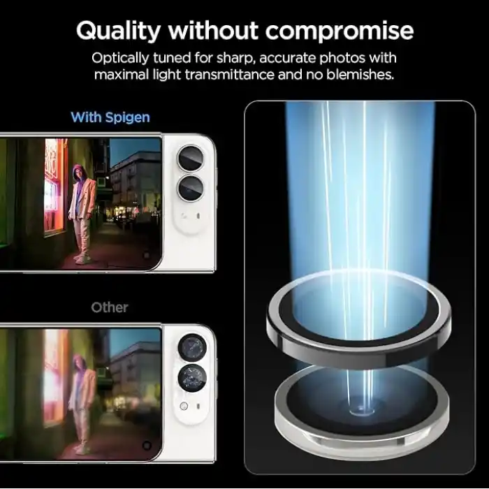 Spigen iPhone Duo ile Uyumlu Kamera Lens Koruyucu Cam Kolay Kurulum Glas.tR EZ Fit Optik Pro (2 Adet) White - AGL12012