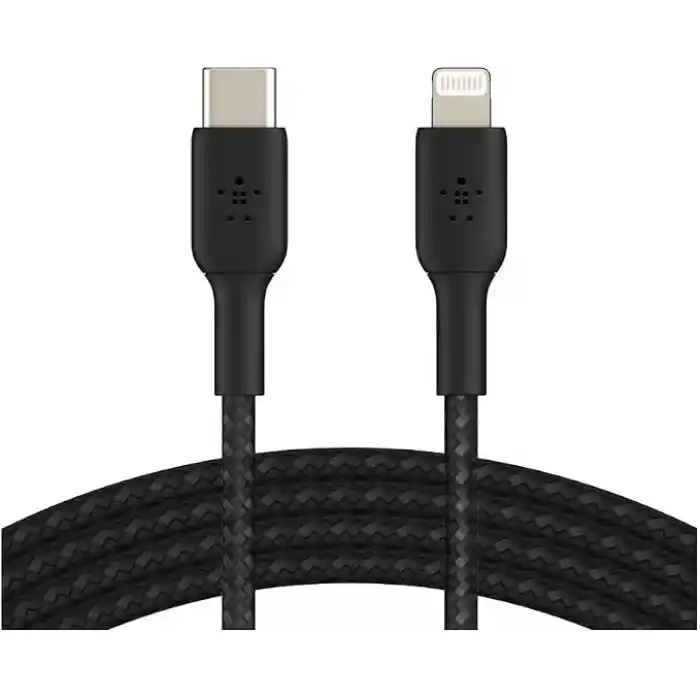 Belkin Örgülü USB-C - Lightning Kablosu (Hızlı Şarj Kablosu) Hızlı Şarj MFi Sertifikalı USB-C Kablosu (1m, Siyah)