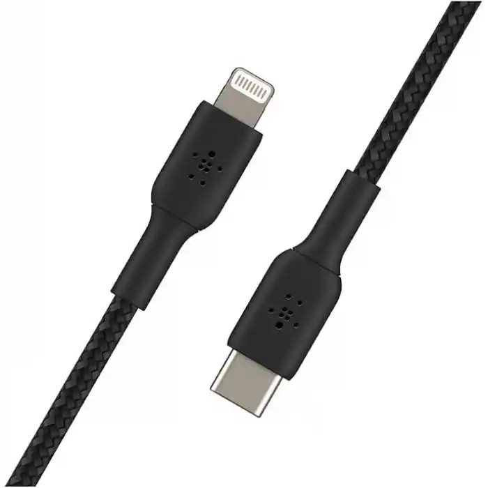 Belkin Örgülü USB-C - Lightning Kablosu (Hızlı Şarj Kablosu) Hızlı Şarj MFi Sertifikalı USB-C Kablosu (1m, Siyah)
