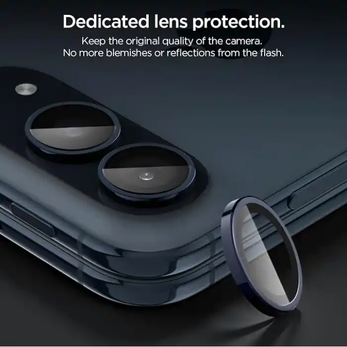 Spigen iPhone Duo ile Uyumlu Kamera Lens Koruyucu Cam Kolay Kurulum Glas.tR EZ Fit Optik Pro (2 Adet) Black - AGL12011
