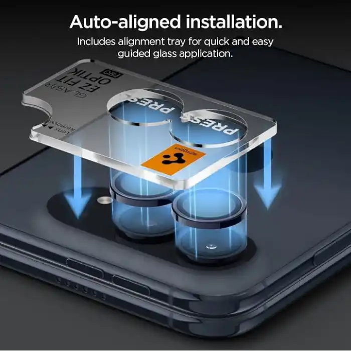 Spigen iPhone Duo ile Uyumlu Kamera Lens Koruyucu Cam Kolay Kurulum Glas.tR EZ Fit Optik Pro (2 Adet) Black - AGL12011