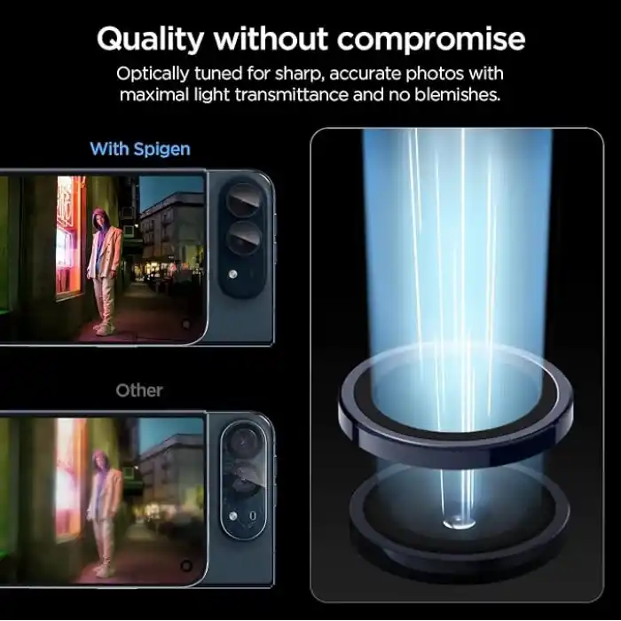 Spigen iPhone Duo ile Uyumlu Kamera Lens Koruyucu Cam Kolay Kurulum Glas.tR EZ Fit Optik Pro (2 Adet) Black - AGL12011