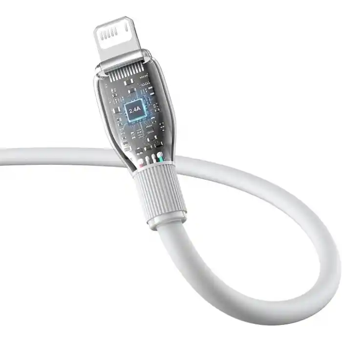 Baseus Pudding Hızlı Şarj Özellikli Lightning Kablo 2.4A, 1.2 Metre, Beyaz