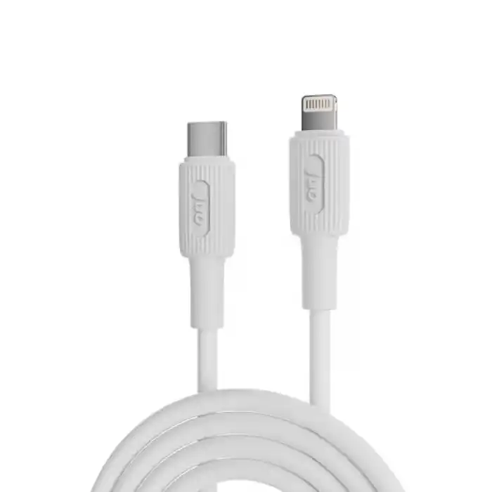 Juo 27W USB Type-C to Lightning iPhone iPad ile Uyumlu Silikon Hızlı Şarj ve Data Kablosu Beyaz 2 Metre