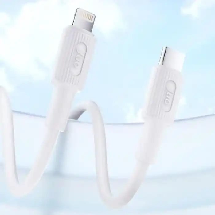 Juo 27W USB Type-C to Lightning iPhone iPad ile Uyumlu Silikon Hızlı Şarj ve Data Kablosu Beyaz 2 Metre