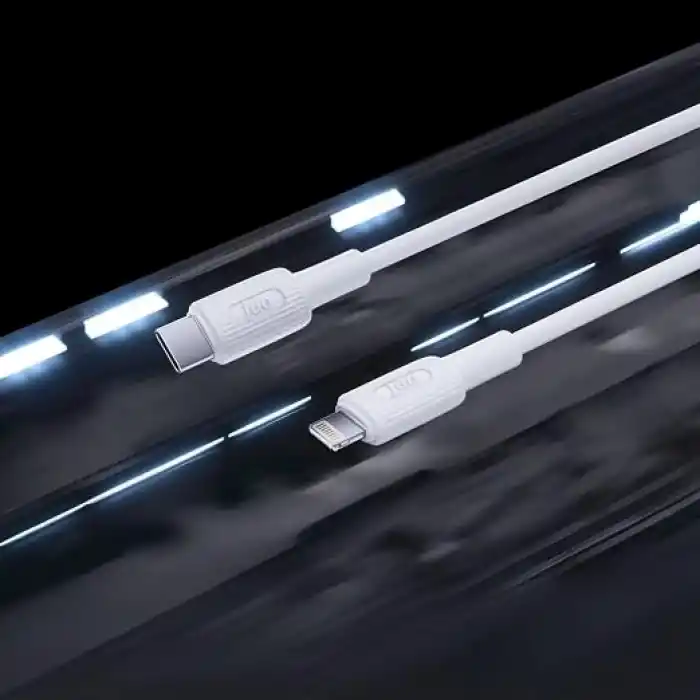 Juo 27W USB Type-C to Lightning iPhone iPad ile Uyumlu Silikon Hızlı Şarj ve Data Kablosu Beyaz 2 Metre