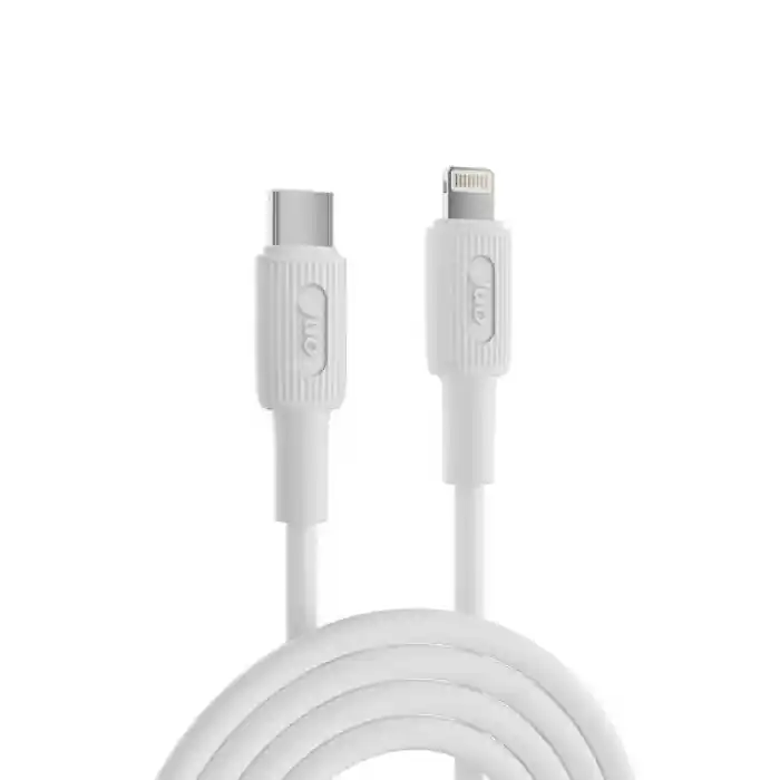 Juo 27W USB Type-C to Lightning iPhone iPad ile Uyumlu Silikon Hızlı Şarj ve Data Kablosu Beyaz 2 Metre