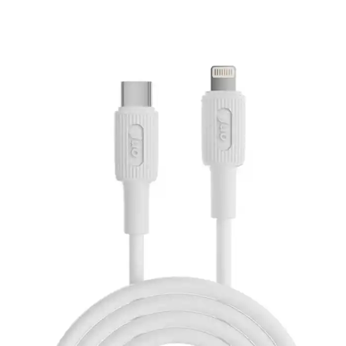 Juo 27W USB Type-C to Lightning iPhone iPad ile Uyumlu Silikon Hızlı Şarj ve Data Kablosu Beyaz 2 Metre