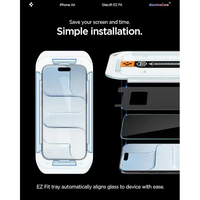 Spigen iPhone Air ile Uyumlu Ekran Koruyucu Cam Kolay Kurulum Glas.tR EZ Fit (2 Adet) - AGL09861