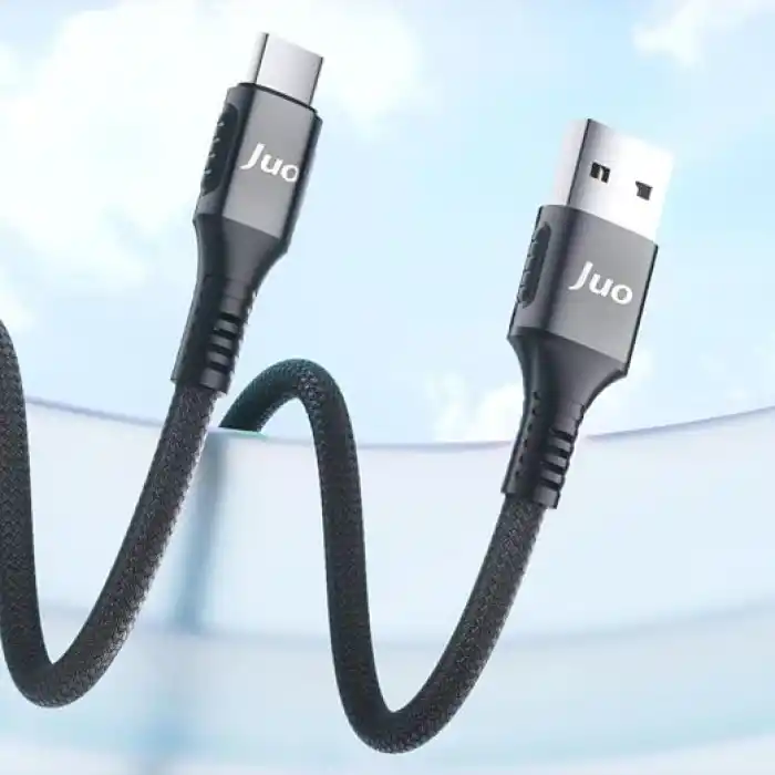 Juo 66W USB-A to Type-C Örgülü Hızlı Şarj ve Data Kablosu 1 Metre
