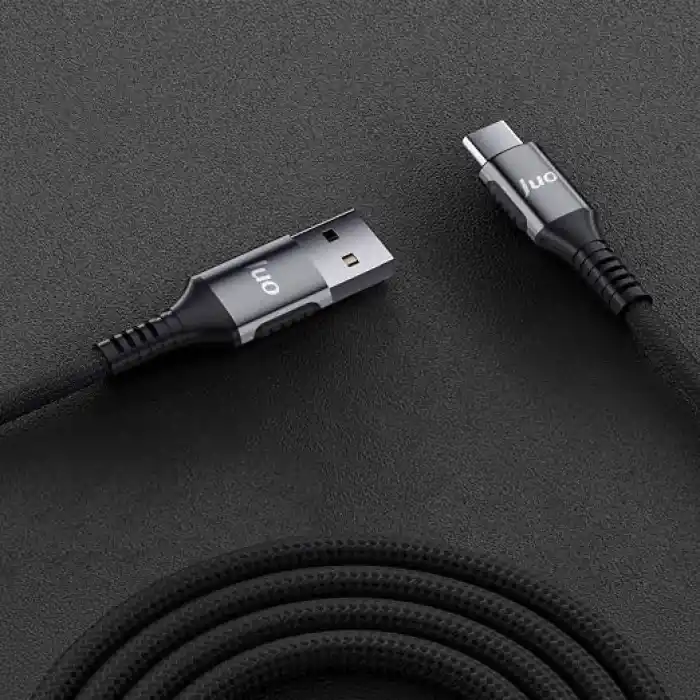 Juo 66W USB-A to Type-C Örgülü Hızlı Şarj ve Data Kablosu 1 Metre