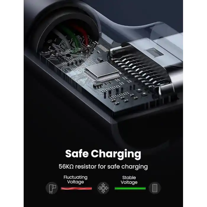 UGREEN 18W, USB to 90 Derece USB-A & USB-C Kablo, 1 Metre, Siyah, ACBUGN50941