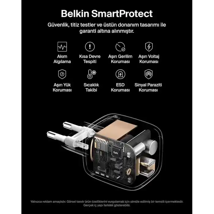 Belkin BoostCharge Pro 2 Portlu USB-C Şarj Cihazı 67 W, hızlı şarj