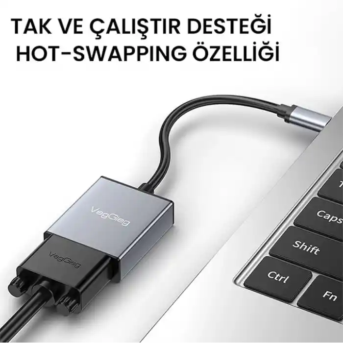 VegGieg Type-C to VGA 1080P 60Hz Çevirici Dönüştürücü Kablo Adaptör
