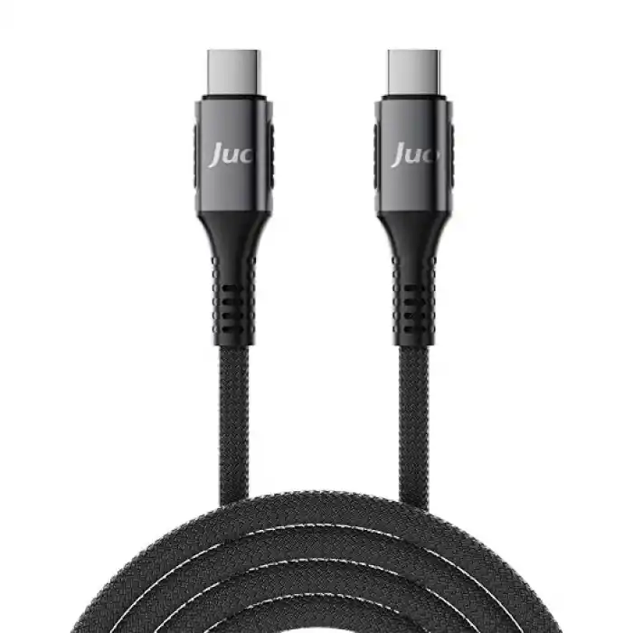 Juo 100W 5A E-Mark Çipli PD Type-C to Type-C Örgülü Hızlı Şarj ve Data Kablosu 2 Metre