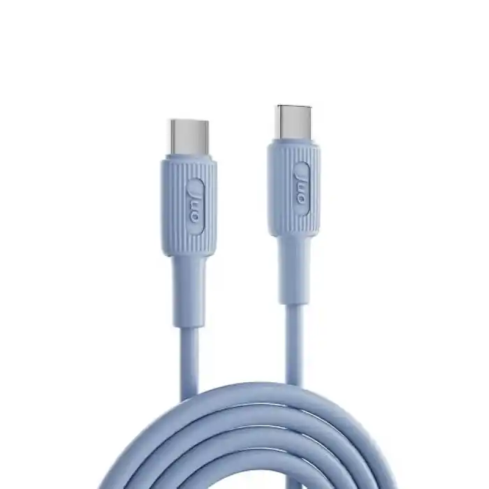Juo 60W USB Type-C to Type-C Silikon Hızlı Şarj ve Data Kablosu Mavi 1 Metre