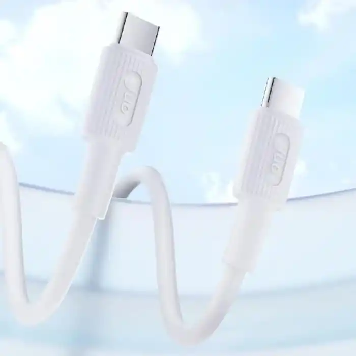 Juo 60W USB Type-C to Type-C Silikon Hızlı Şarj ve Data Kablosu Beyaz 2 Metre